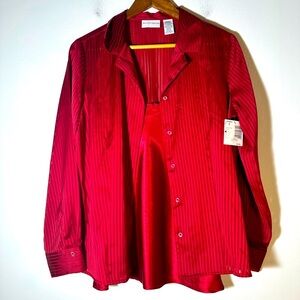 Jaclyn Smith Vibrant Red Dress Shirt